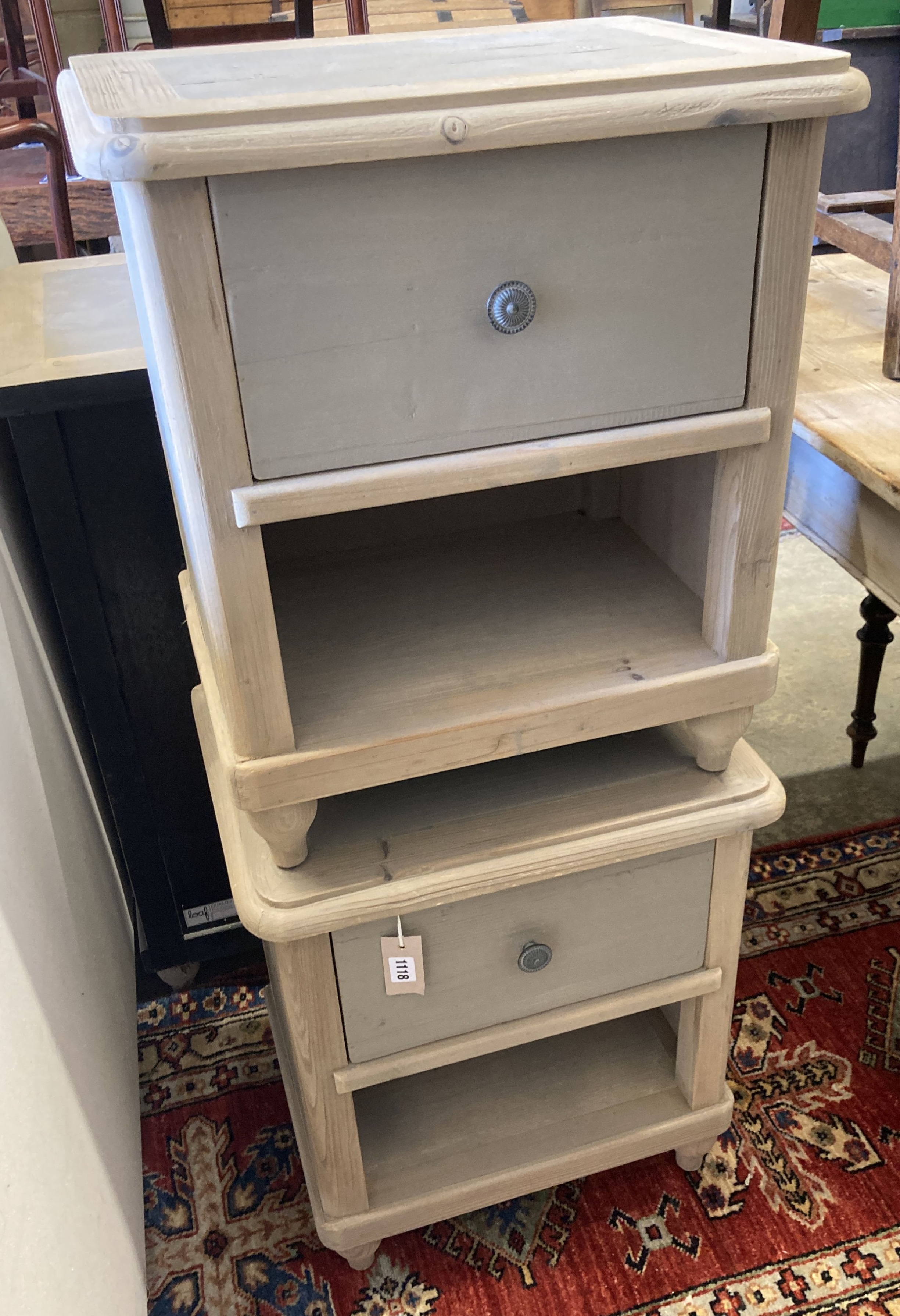 Contemporary 'loaf' furniture, a pair of painted bedside chests, width 50cm, depth 40cm, height 57cm